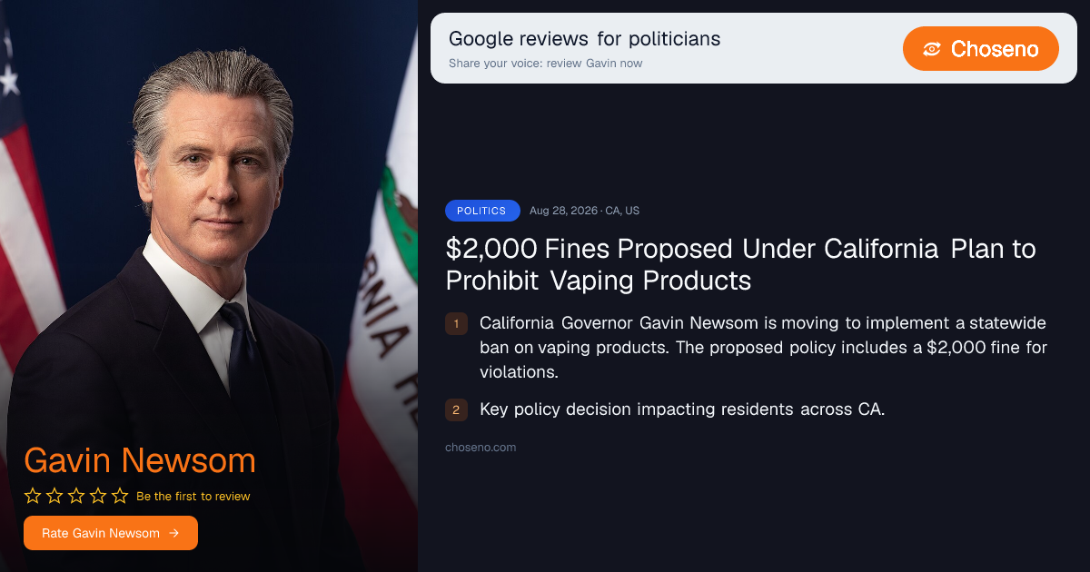 $2,000 Fines Proposed Under California Plan to Prohibit Vaping Products