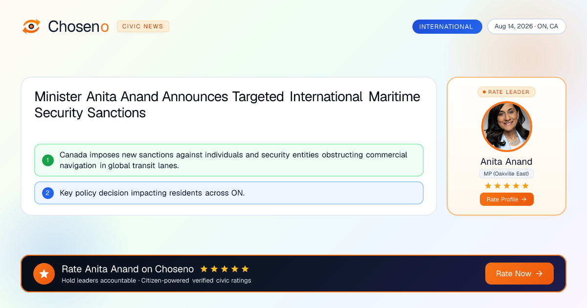 Minister Anita Anand Announces Targeted International Maritime Security Sanctions