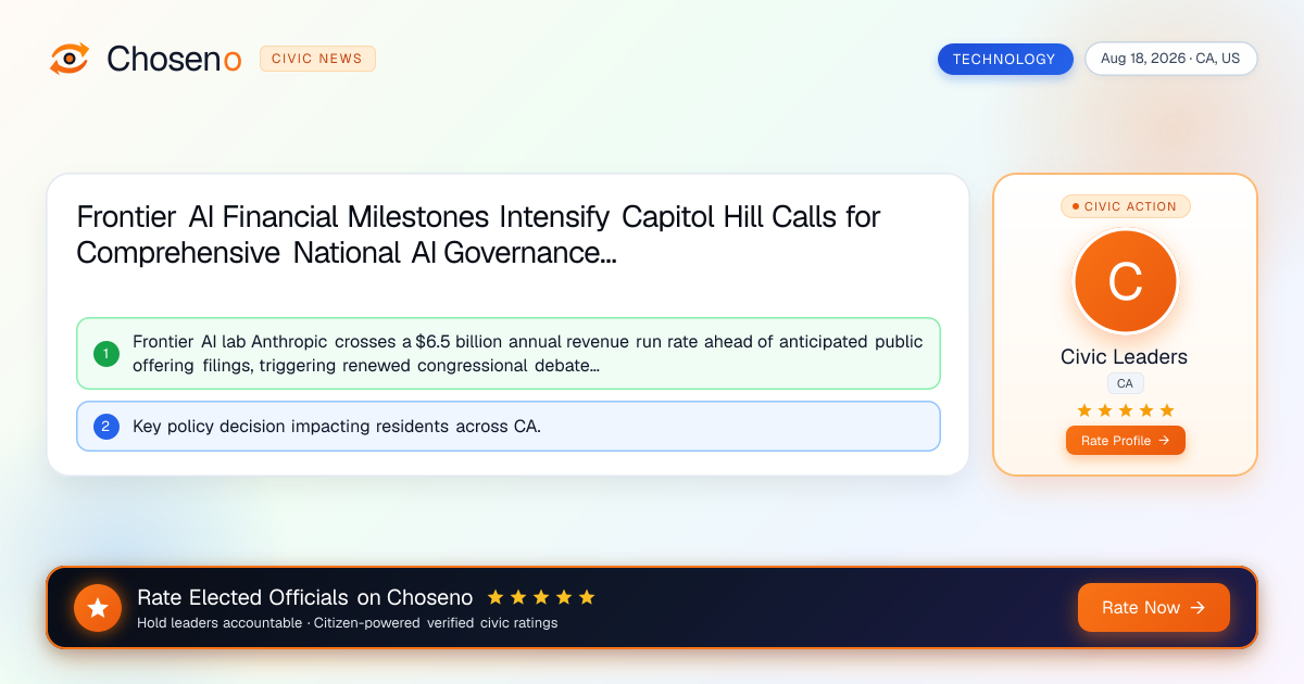 Frontier AI Financial Milestones Intensify Capitol Hill Calls for Comprehensive National AI Governance Standards