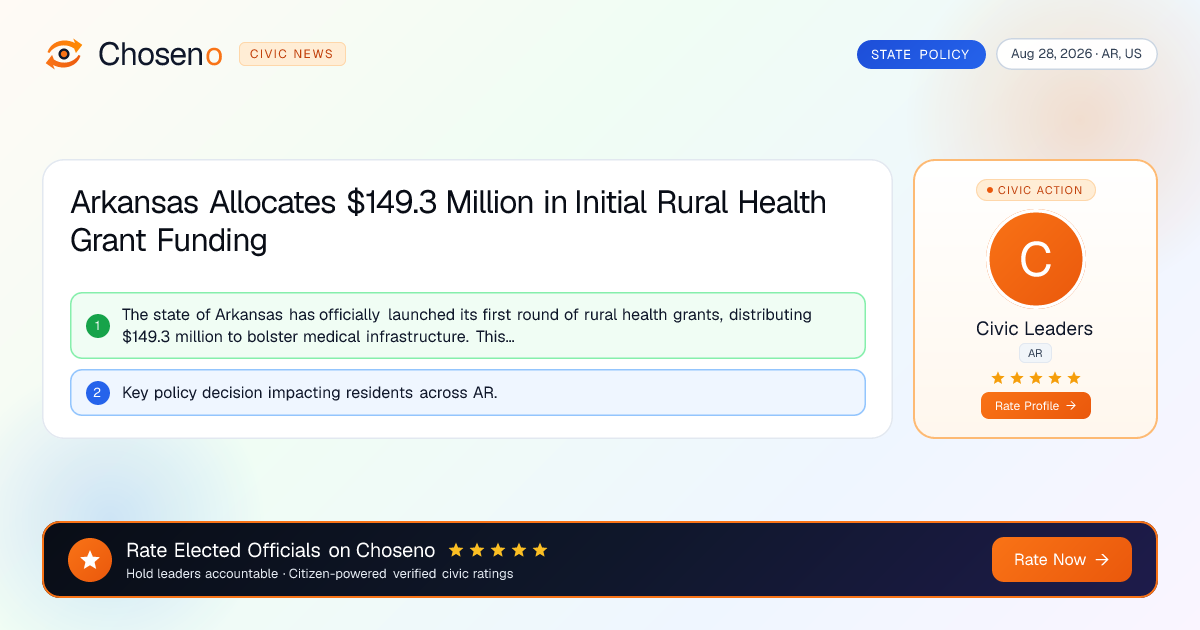Arkansas Allocates $149.3 Million in Initial Rural Health Grant Funding