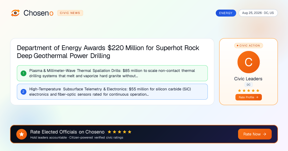 Department of Energy Awards $220 Million for Superhot Rock Deep Geothermal Power Drilling