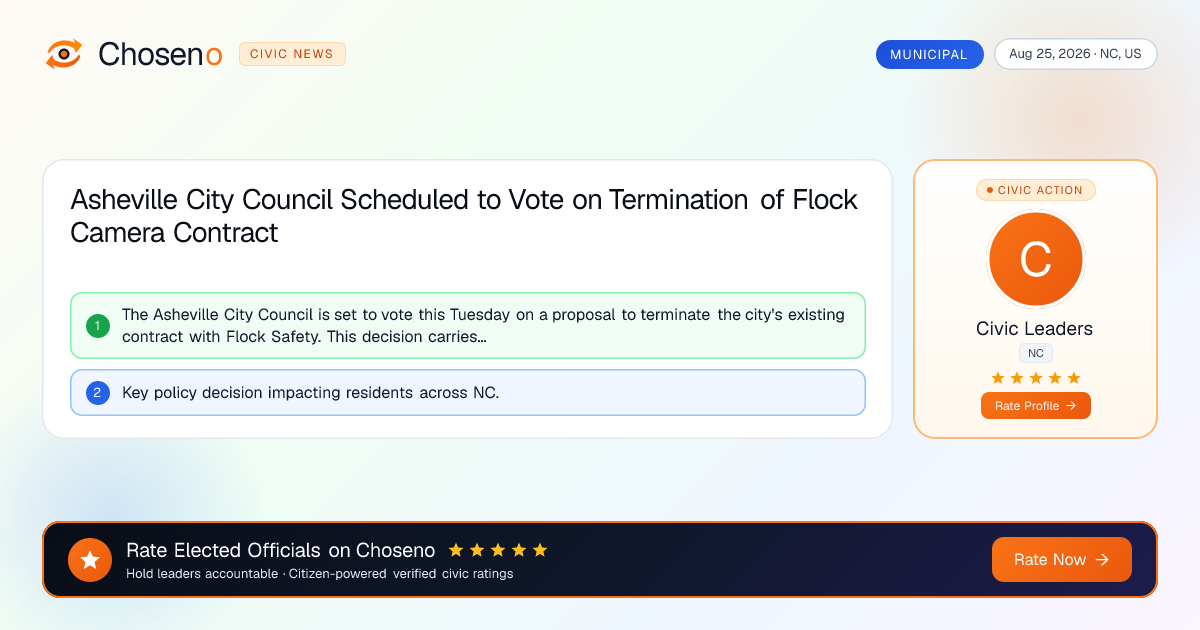Asheville City Council Scheduled to Vote on Termination of Flock Camera Contract