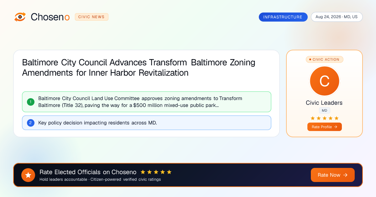 Baltimore City Council Advances Transform Baltimore Zoning Amendments for Inner Harbor Revitalization