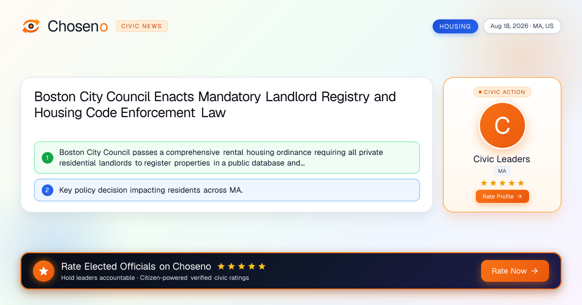 Visual summary for Boston City Council Enacts Mandatory Landlord Registry and Housing Code Enforcement Law