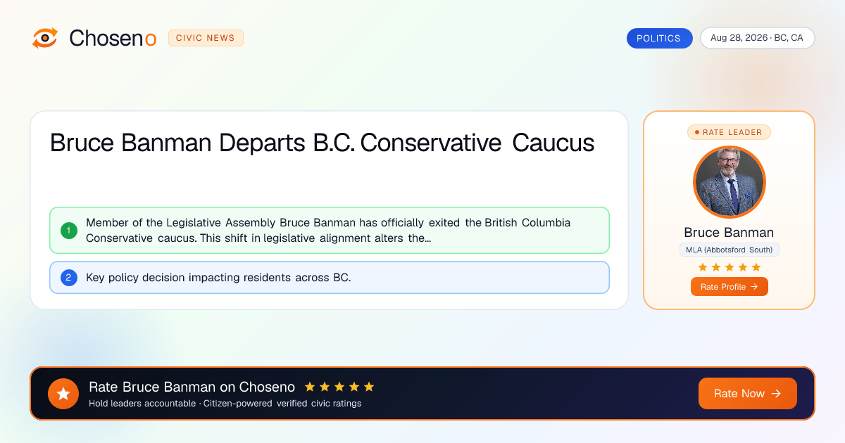 Bruce Banman Departs B.C. Conservative Caucus