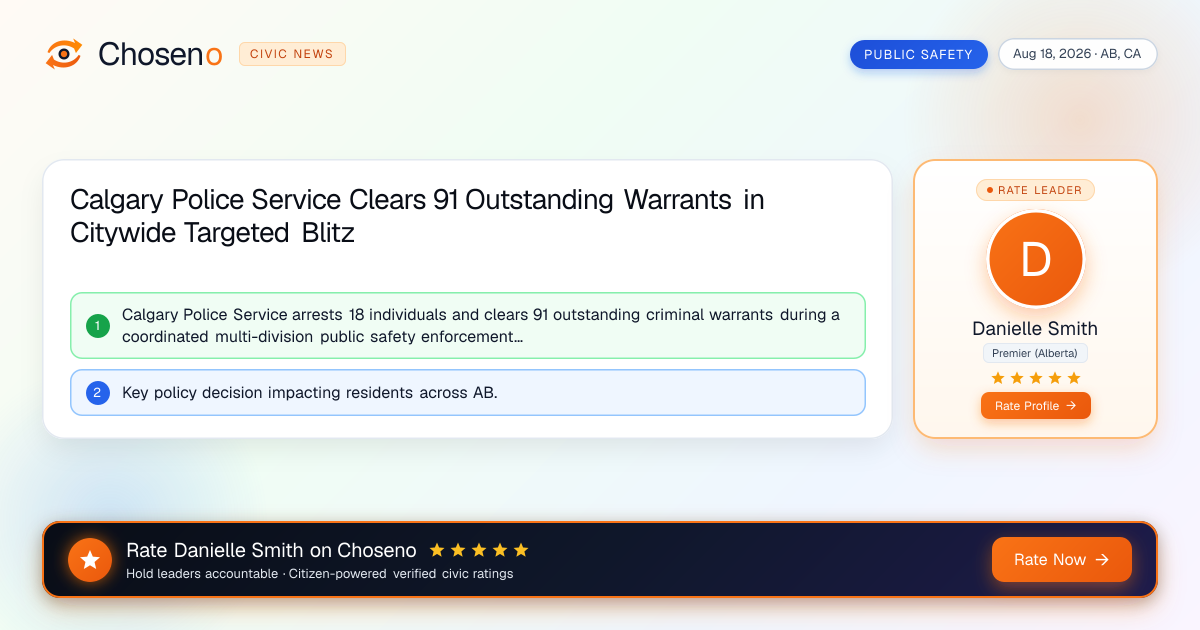 Calgary Police Service Clears 91 Outstanding Warrants in Citywide Targeted Blitz
