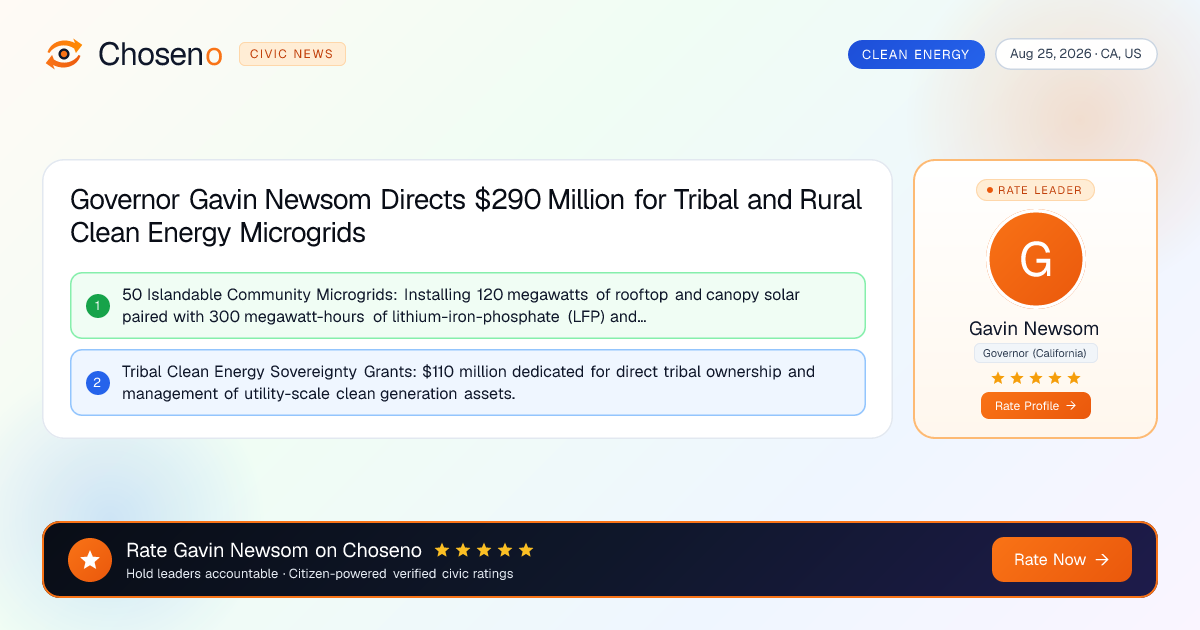 Governor Gavin Newsom Directs $290 Million for Tribal and Rural Clean Energy Microgrids