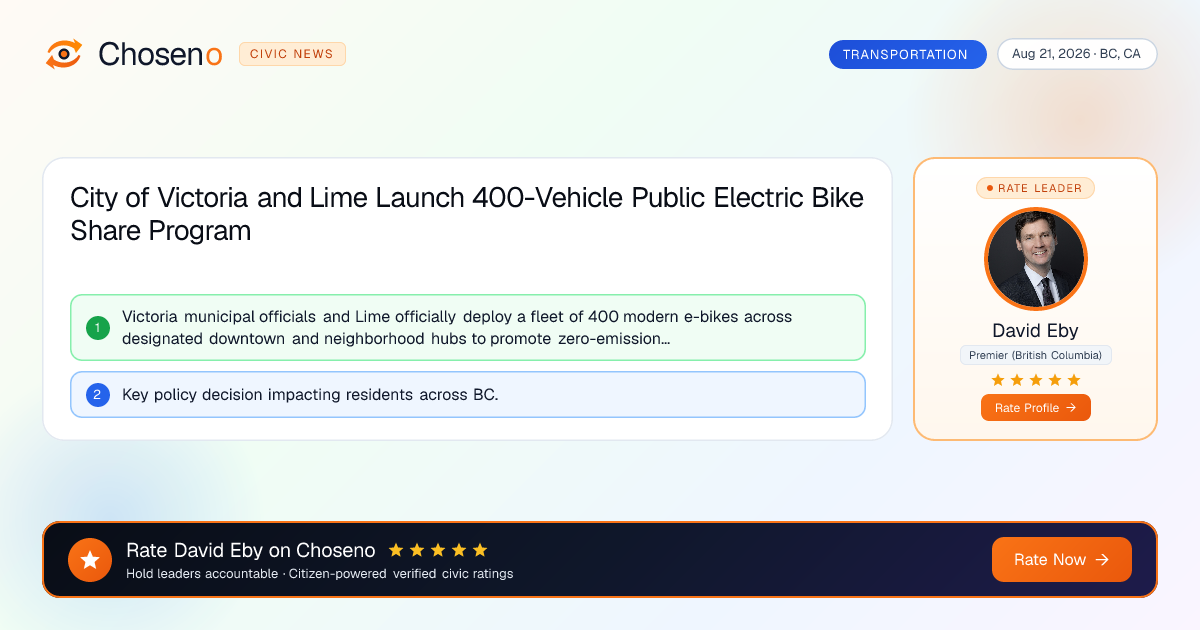 City of Victoria and Lime Launch 400-Vehicle Public Electric Bike Share Program