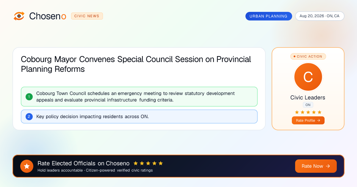 Visual summary for Cobourg Mayor Convenes Special Council Session on Provincial Planning Reforms