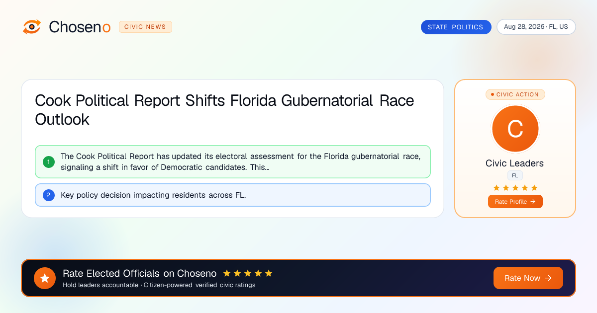 Cook Political Report Shifts Florida Gubernatorial Race Outlook