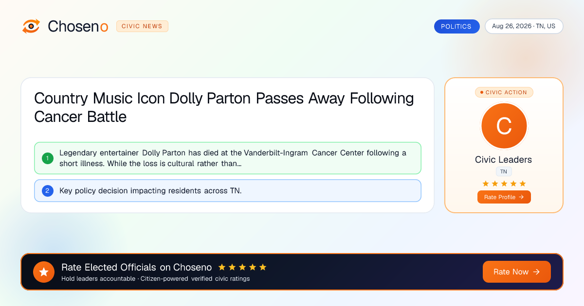 Country Music Icon Dolly Parton Passes Away Following Cancer Battle
