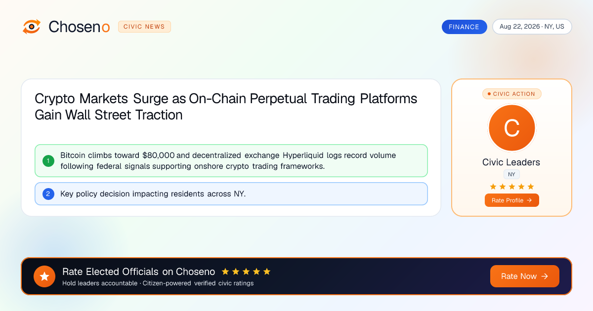 Visual summary for Crypto Markets Surge as On-Chain Perpetual Trading Platforms Gain Wall Street Traction