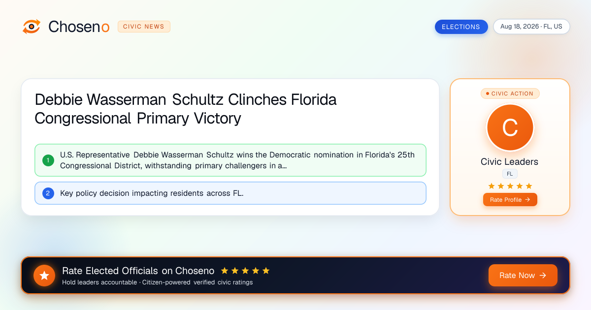 Debbie Wasserman Schultz Clinches Florida Congressional Primary Victory