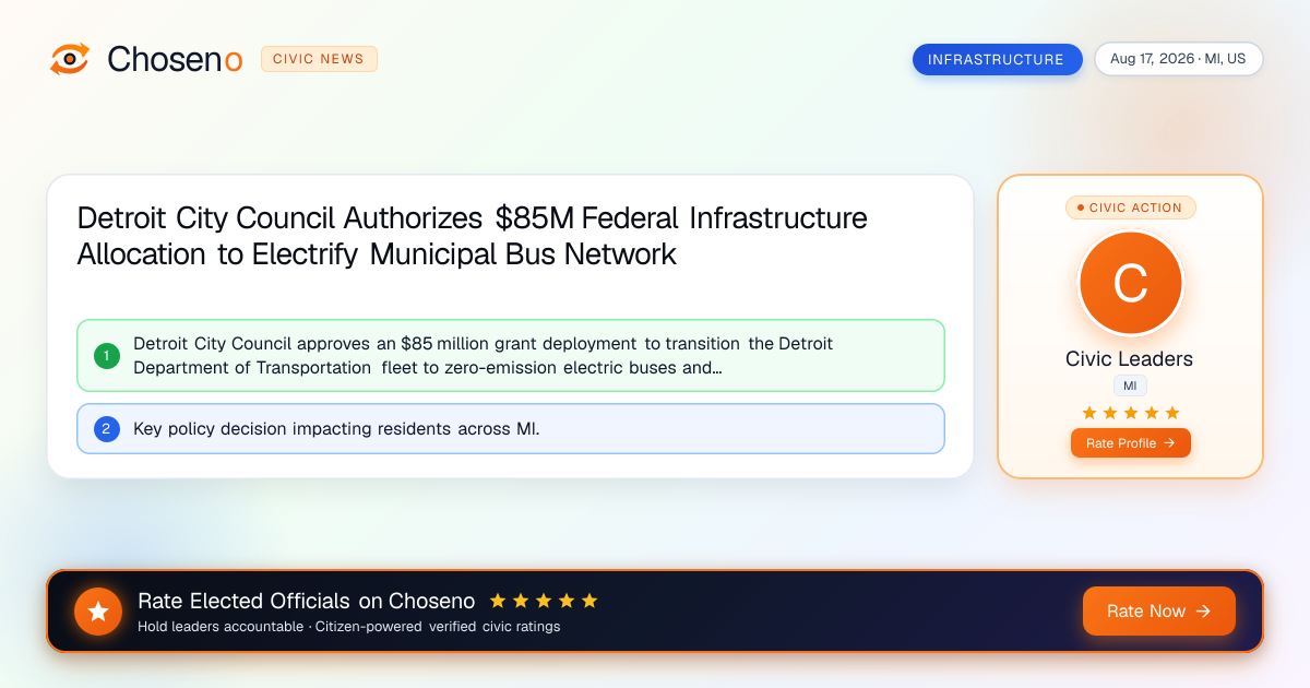 Detroit City Council Authorizes $85M Federal Infrastructure Allocation to Electrify Municipal Bus Network