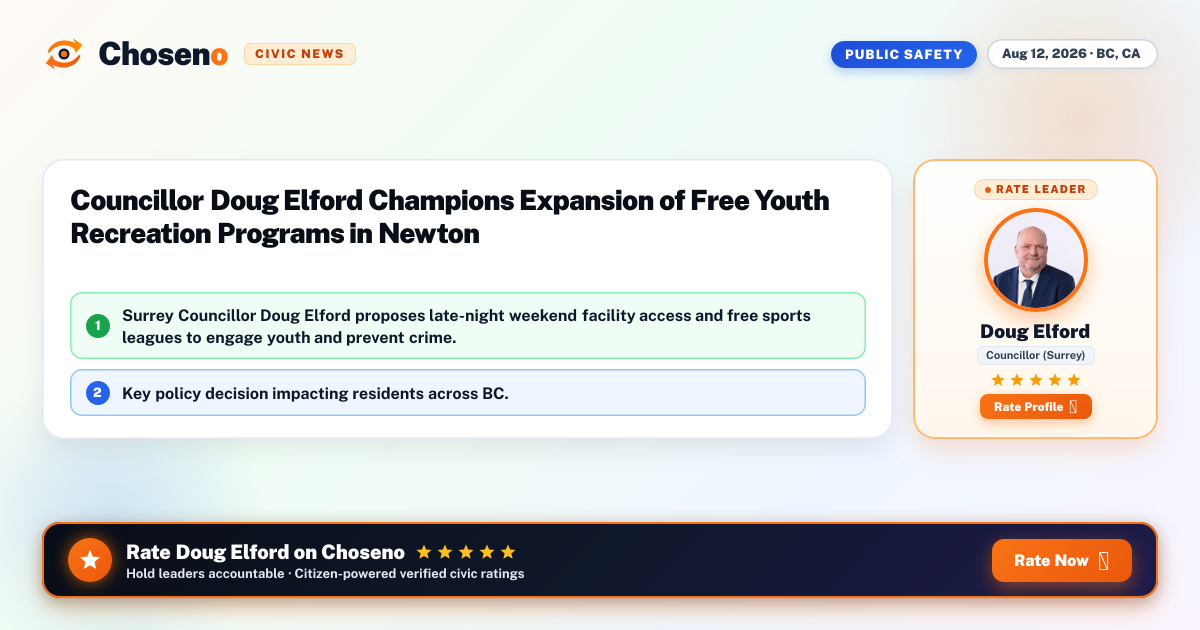 Councillor Doug Elford Champions Expansion of Free Youth Recreation Programs in Newton