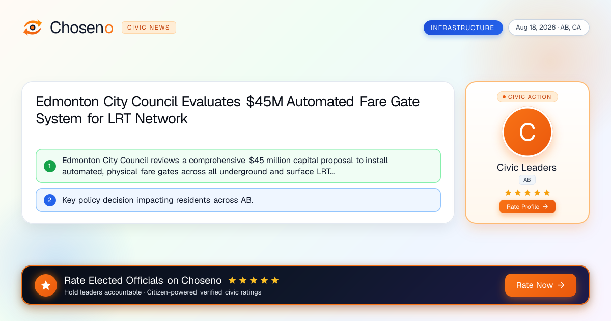 Edmonton City Council Evaluates $45M Automated Fare Gate System for LRT Network