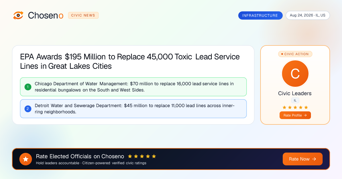EPA Awards $195 Million to Replace 45,000 Toxic Lead Service Lines in Great Lakes Cities