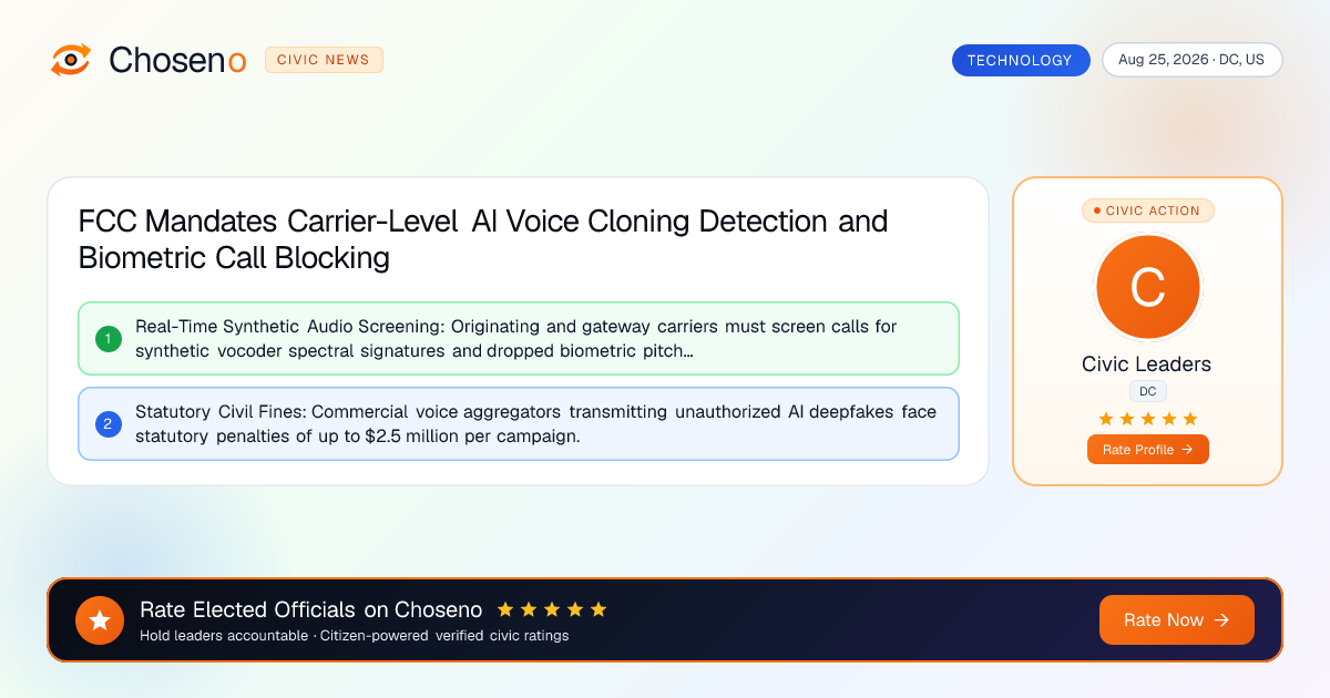 FCC Mandates Carrier-Level AI Voice Cloning Detection and Biometric Call Blocking