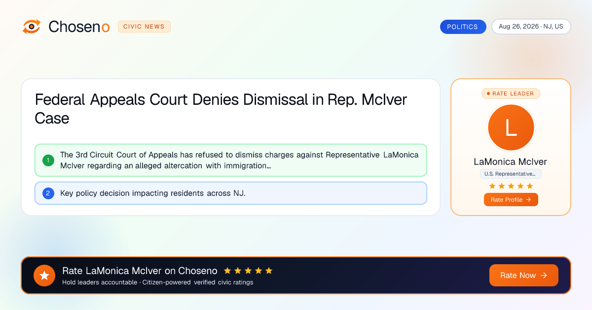 Visual summary for Federal Appeals Court Denies Dismissal in Rep. McIver Case
