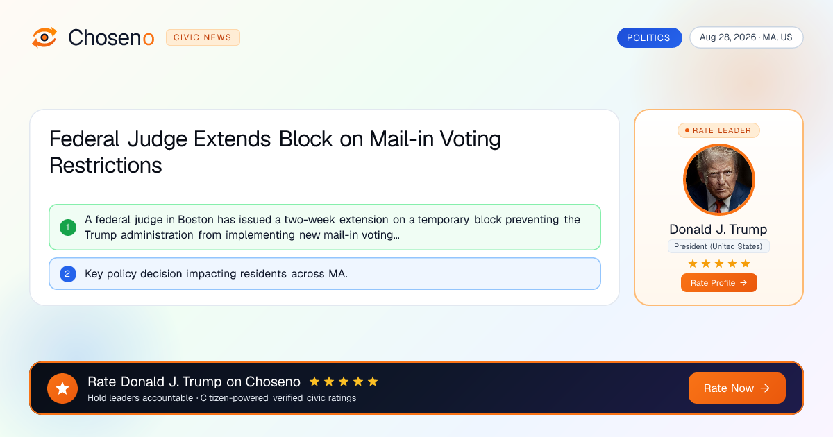 Federal Judge Extends Block on Mail-in Voting Restrictions