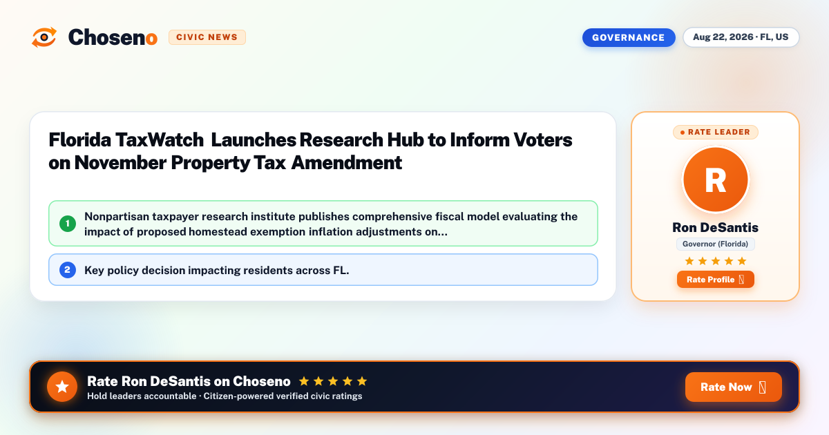 Visual summary for Florida TaxWatch Launches Research Hub to Inform Voters on November Property Tax Amendment