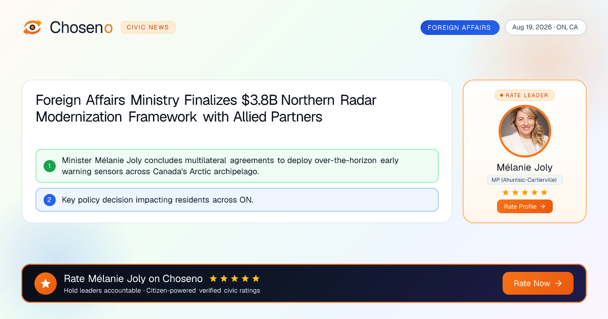 Visual summary for Foreign Affairs Ministry Finalizes $3.8B Northern Radar Modernization Framework with Allied Partners