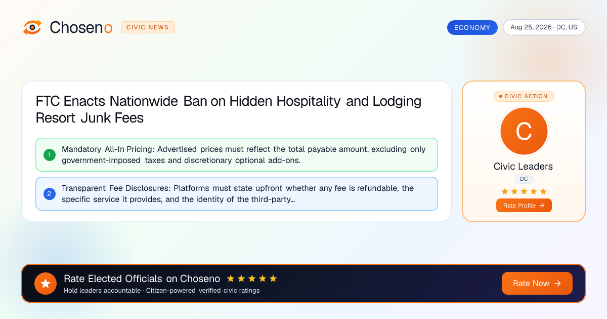 FTC Enacts Nationwide Ban on Hidden Hospitality and Lodging Resort Junk Fees