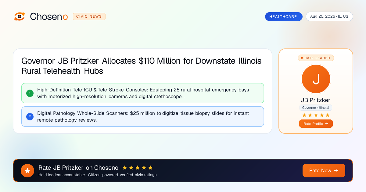 Governor JB Pritzker Allocates $110 Million for Downstate Illinois Rural Telehealth Hubs