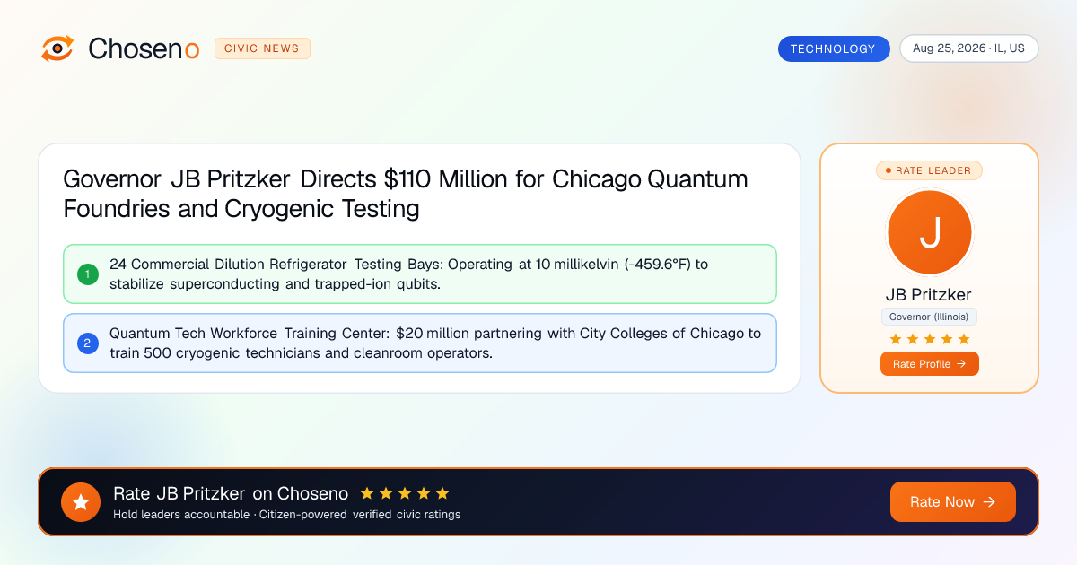 Governor JB Pritzker Directs $110 Million for Chicago Quantum Foundries and Cryogenic Testing