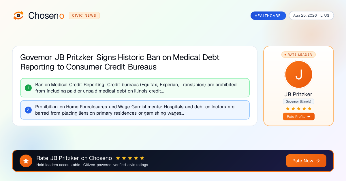 Visual summary for Governor JB Pritzker Signs Historic Ban on Medical Debt Reporting to Consumer Credit Bureaus