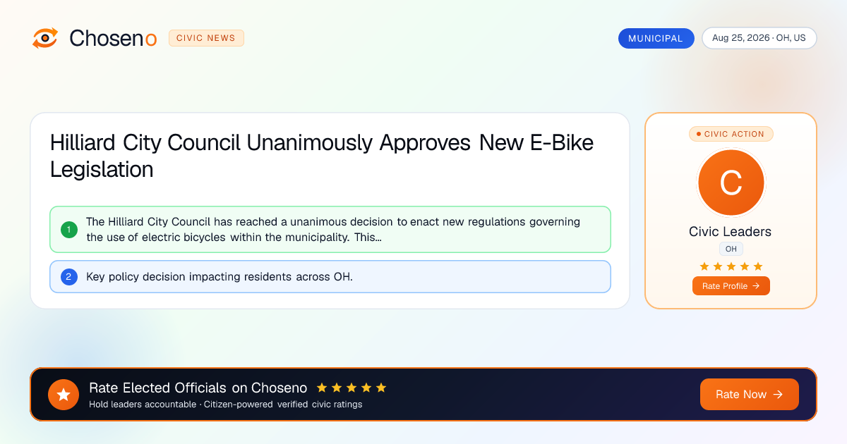 Visual summary for Hilliard City Council Unanimously Approves New E-Bike Legislation