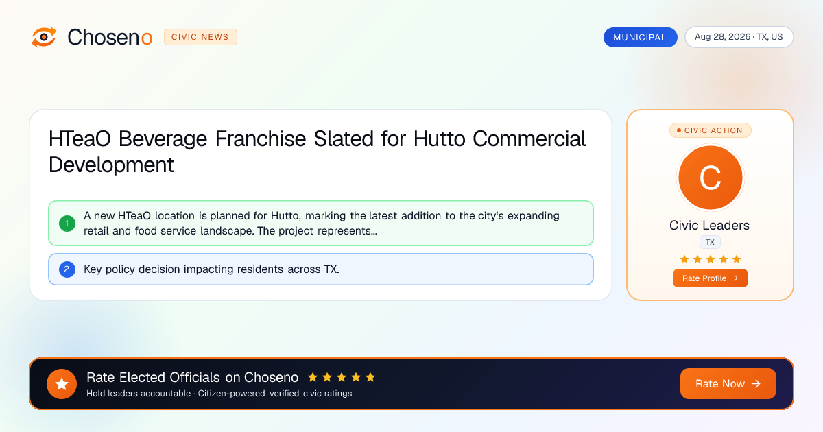 HTeaO Beverage Franchise Slated for Hutto Commercial Development