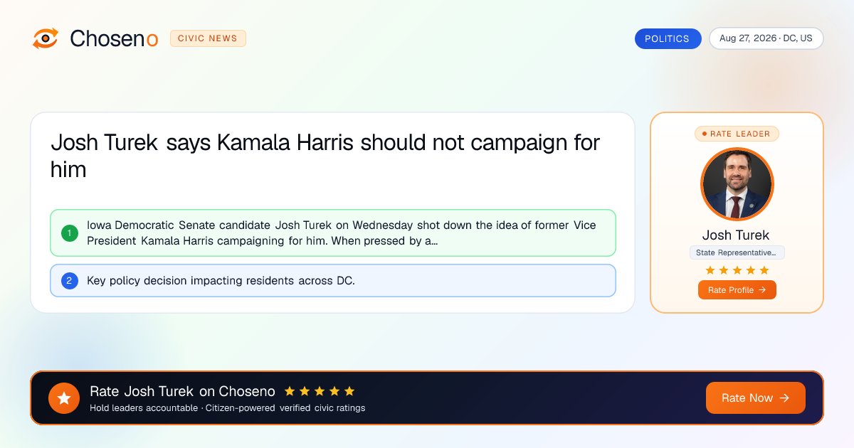 Josh Turek says Kamala Harris should not campaign for him