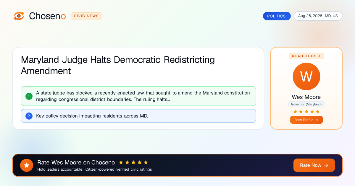 Visual summary for Maryland Judge Halts Democratic Redistricting Amendment