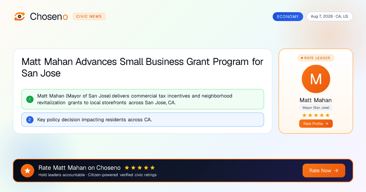 Matt Mahan Advances Small Business Grant Program for San Jose