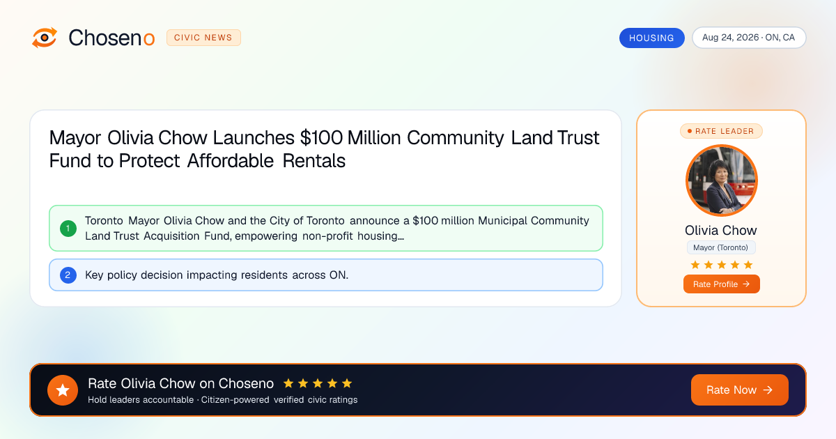 Visual summary for Mayor Olivia Chow Launches $100 Million Community Land Trust Fund to Protect Affordable Rentals