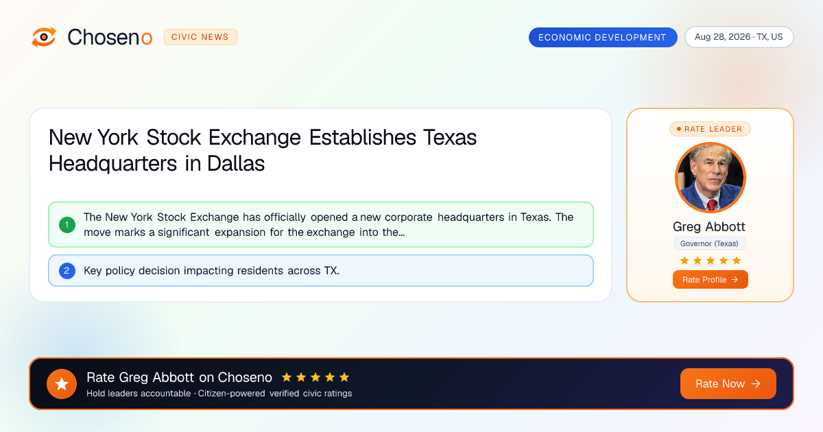 New York Stock Exchange Establishes Texas Headquarters in Dallas