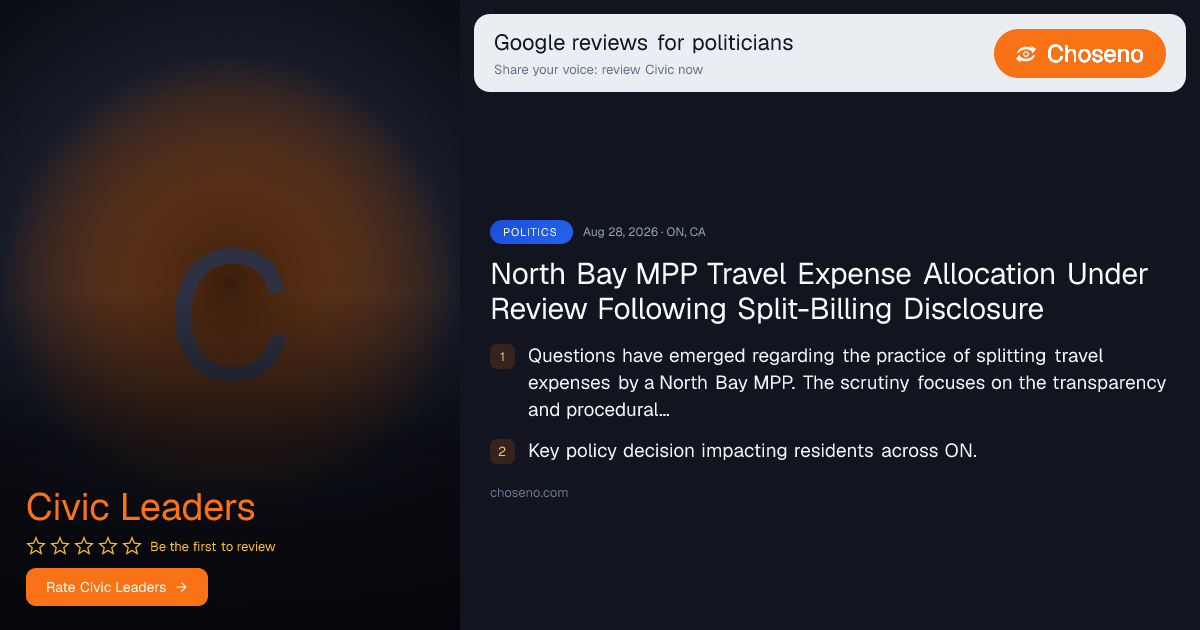 North Bay MPP Travel Expense Allocation Under Review Following Split-Billing Disclosure