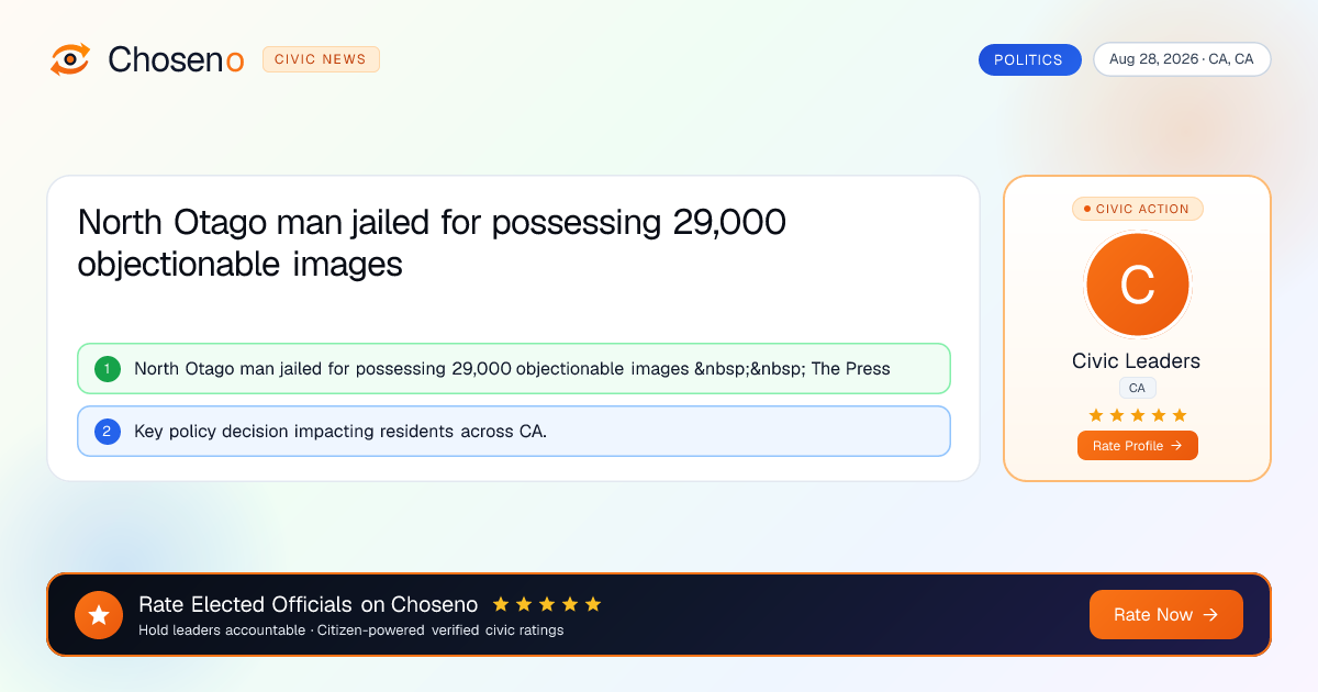 Visual summary for North Otago man jailed for possessing 29,000 objectionable images
