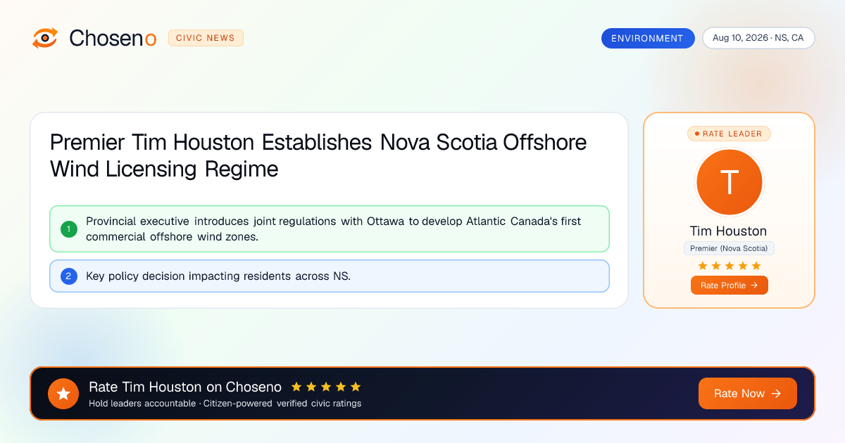 Premier Tim Houston Establishes Nova Scotia Offshore Wind Licensing Regime