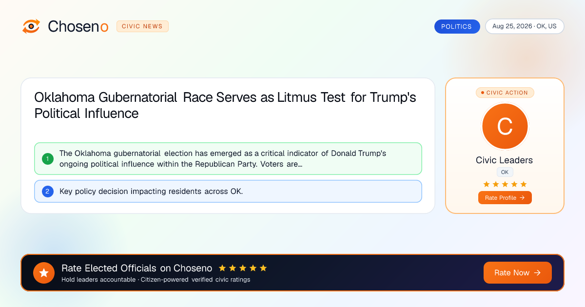 Visual summary for Oklahoma Gubernatorial Race Serves as Litmus Test for Trump's Political Influence