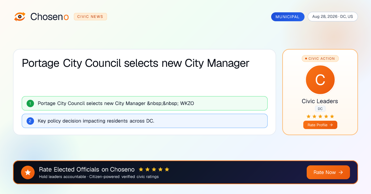 Visual summary for Portage City Council selects new City Manager