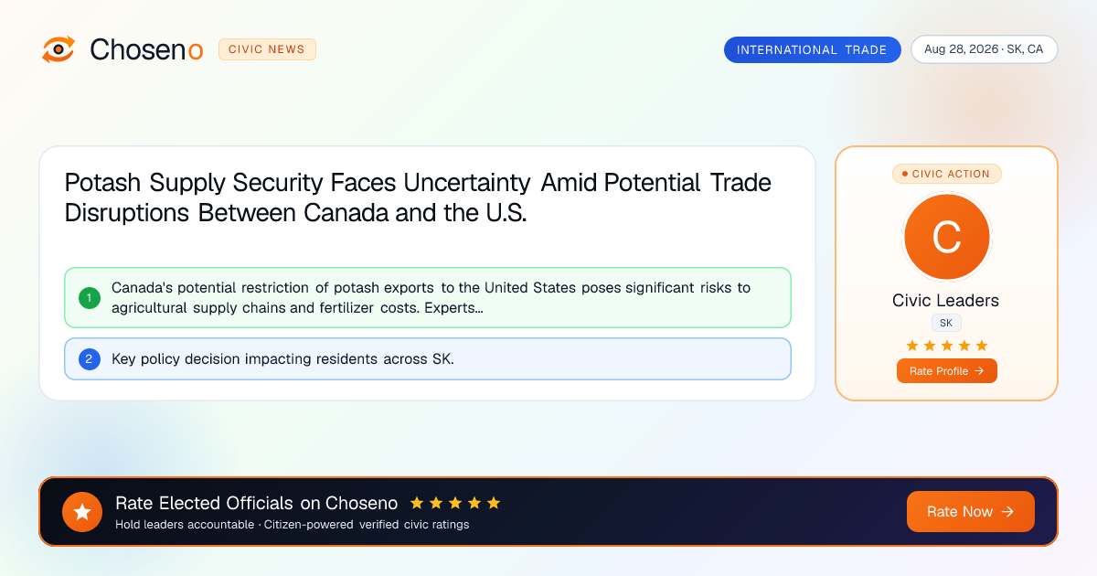 Potash Supply Security Faces Uncertainty Amid Potential Trade Disruptions Between Canada and the U.S.