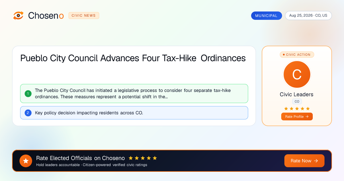 Visual summary for Pueblo City Council Advances Four Tax-Hike Ordinances