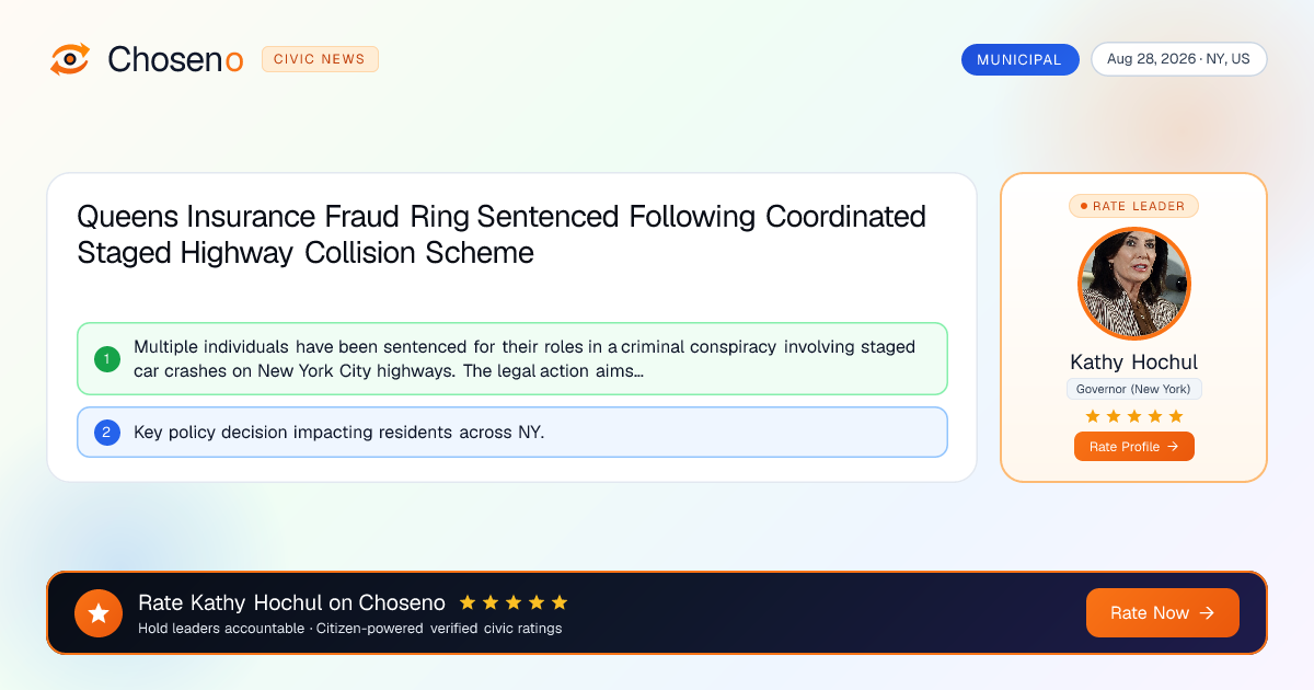 Queens Insurance Fraud Ring Sentenced Following Coordinated Staged Highway Collision Scheme