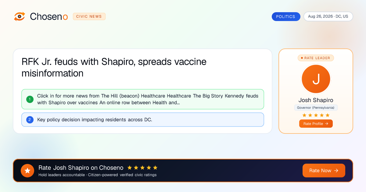 Visual summary for RFK Jr. feuds with Shapiro, spreads vaccine misinformation