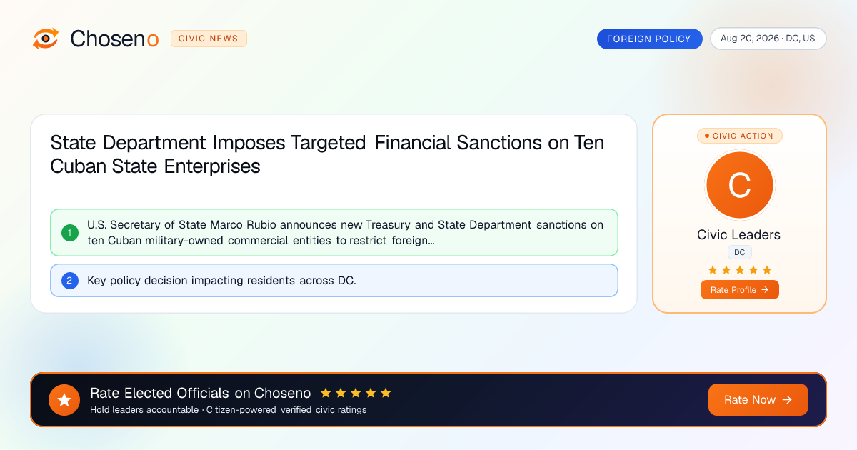 State Department Imposes Targeted Financial Sanctions on Ten Cuban State Enterprises