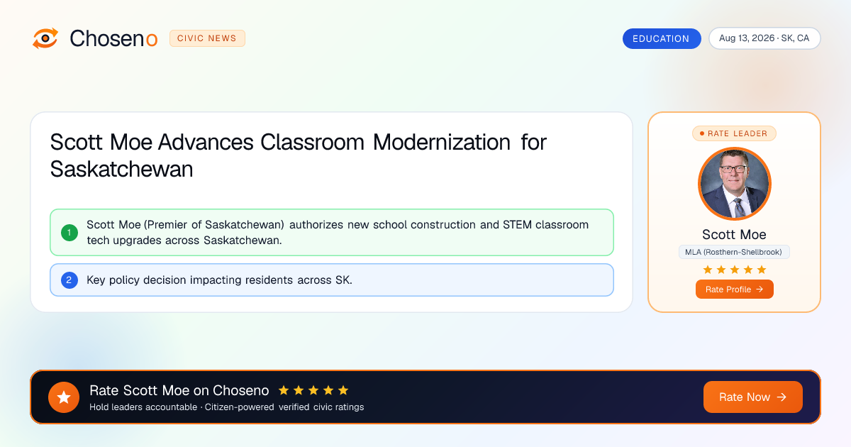 Scott Moe Advances Classroom Modernization for Saskatchewan