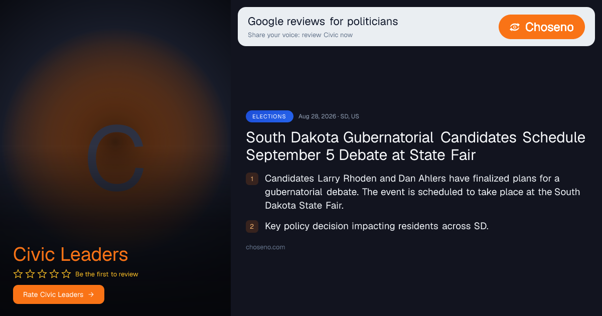 South Dakota Gubernatorial Candidates Schedule September 5 Debate at State Fair