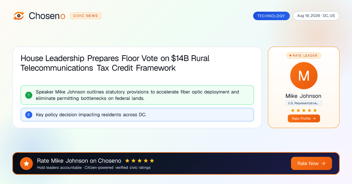 Visual summary for House Leadership Prepares Floor Vote on $14B Rural Telecommunications Tax Credit Framework